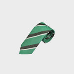 Stripes in Green, Grey & White on Slub Silk Tie