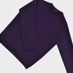 Merino Wool Crew Neck Jumper in Purple with Navy Trim