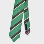 Stripes in Green, Grey & White on Slub Silk Tie
