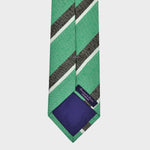 Stripes in Green, Grey & White on Slub Silk Tie