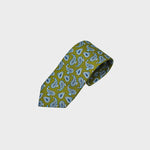 Paisley Teardrops Silk Tie in Lime & Blue