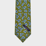 Paisley Teardrops Silk Tie in Lime & Blue
