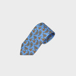 Paisley Teardrops Silk Tie in Light Blue & Beige