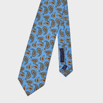 Paisley Teardrops Silk Tie in Light Blue & Beige