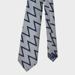Zig Zag Woven Silk Tie in Silver & Blue