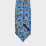 Paisley Teardrops Silk Tie in Light Blue & Beige