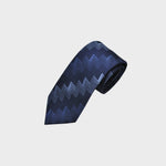 Repeat Zig Zags Woven Silk Tie in Navy & Blue & Silver