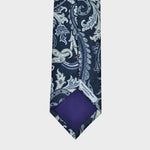 Paisley Silk & Linen Tie in Navy Blue