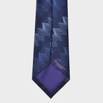 Repeat Zig Zags Woven Silk Tie in Navy & Blue & Silver