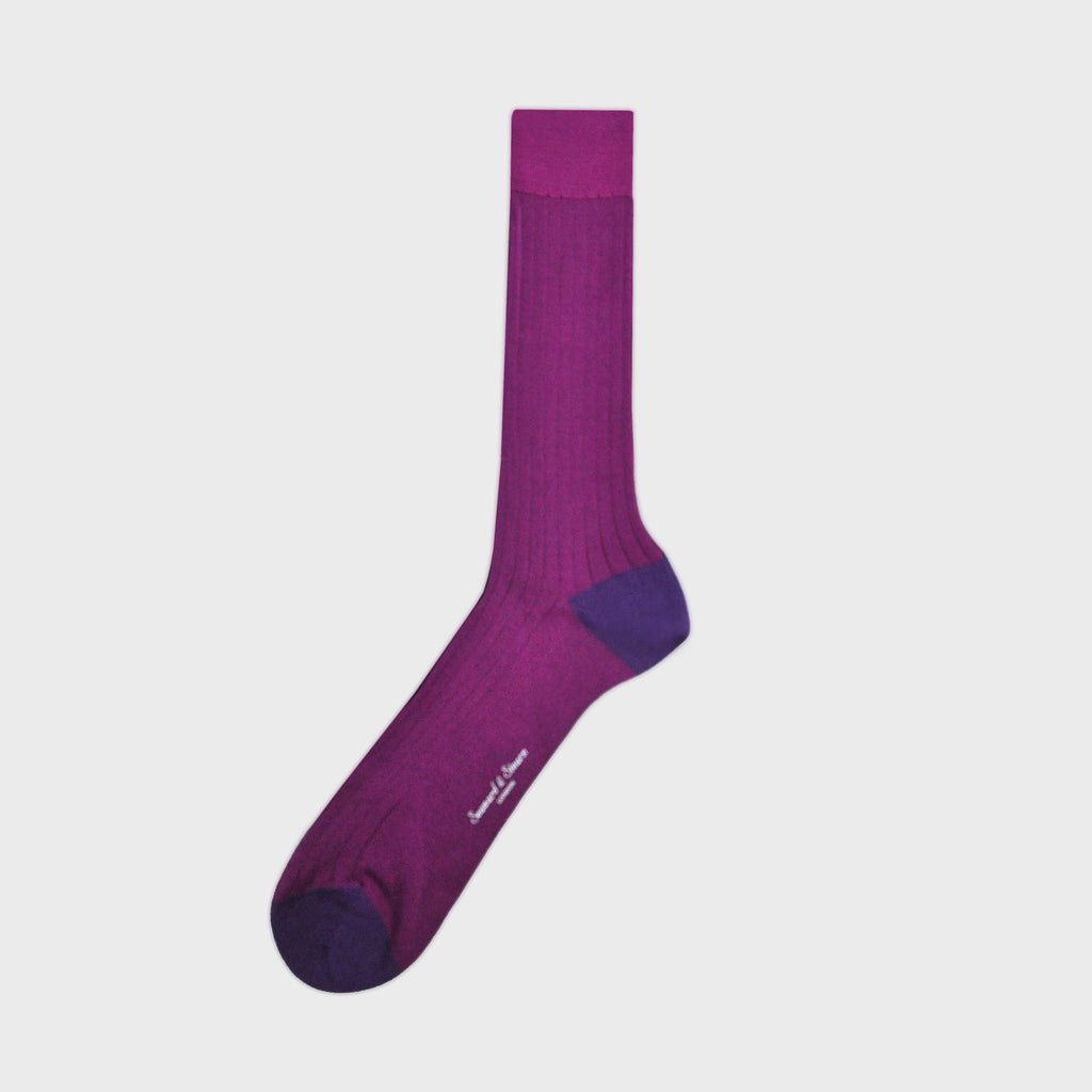Ribbed Fine Cotton Socks in Purple