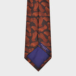 Wavy Geometric Leaves Woven Silk Tie in Rusty Orange