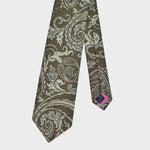 Paisley Silk & Linen Tie in Dark Olive