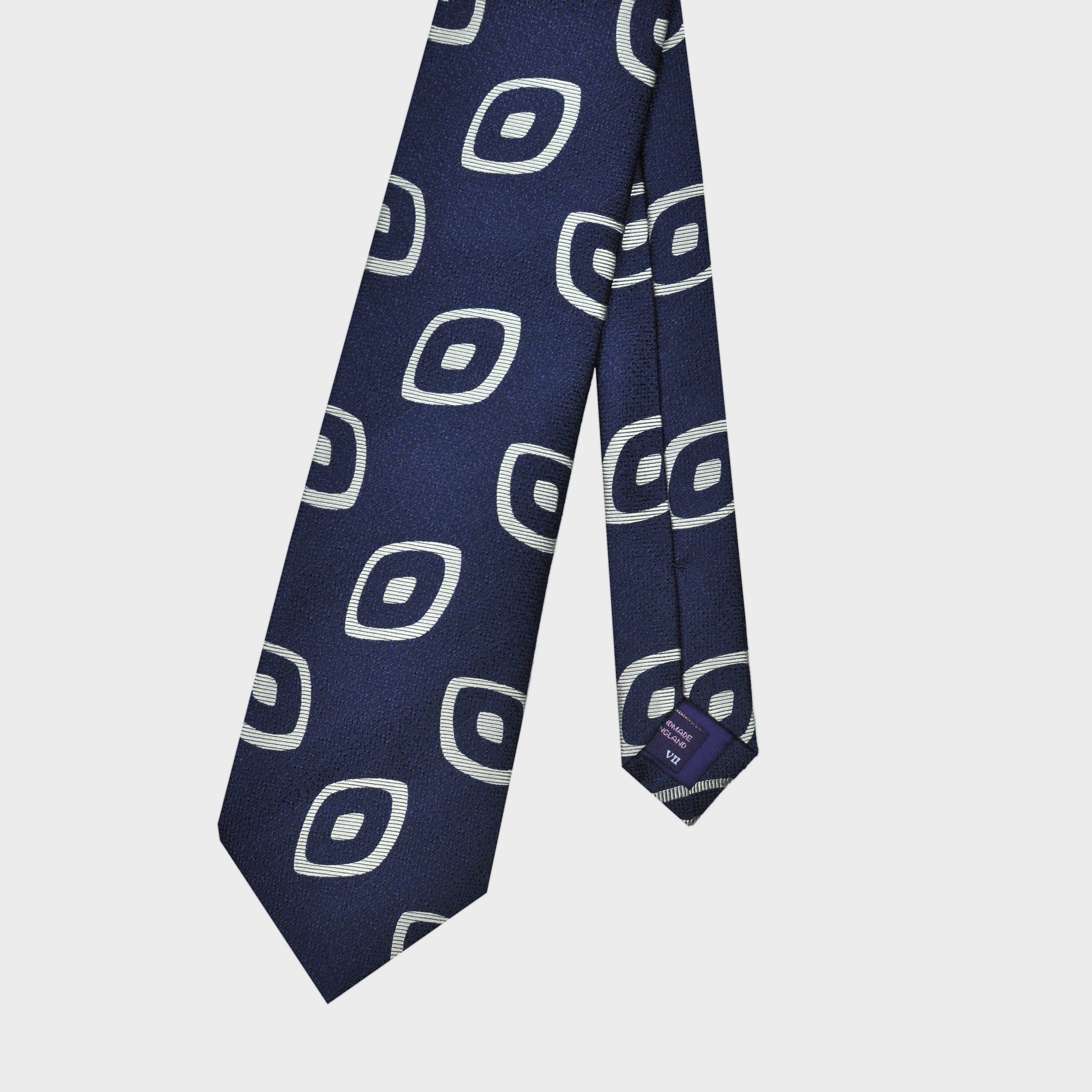 Falling Geometrics Woven Silk Tie in Navy & Grey
