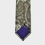 Paisley Silk & Linen Tie in Dark Olive