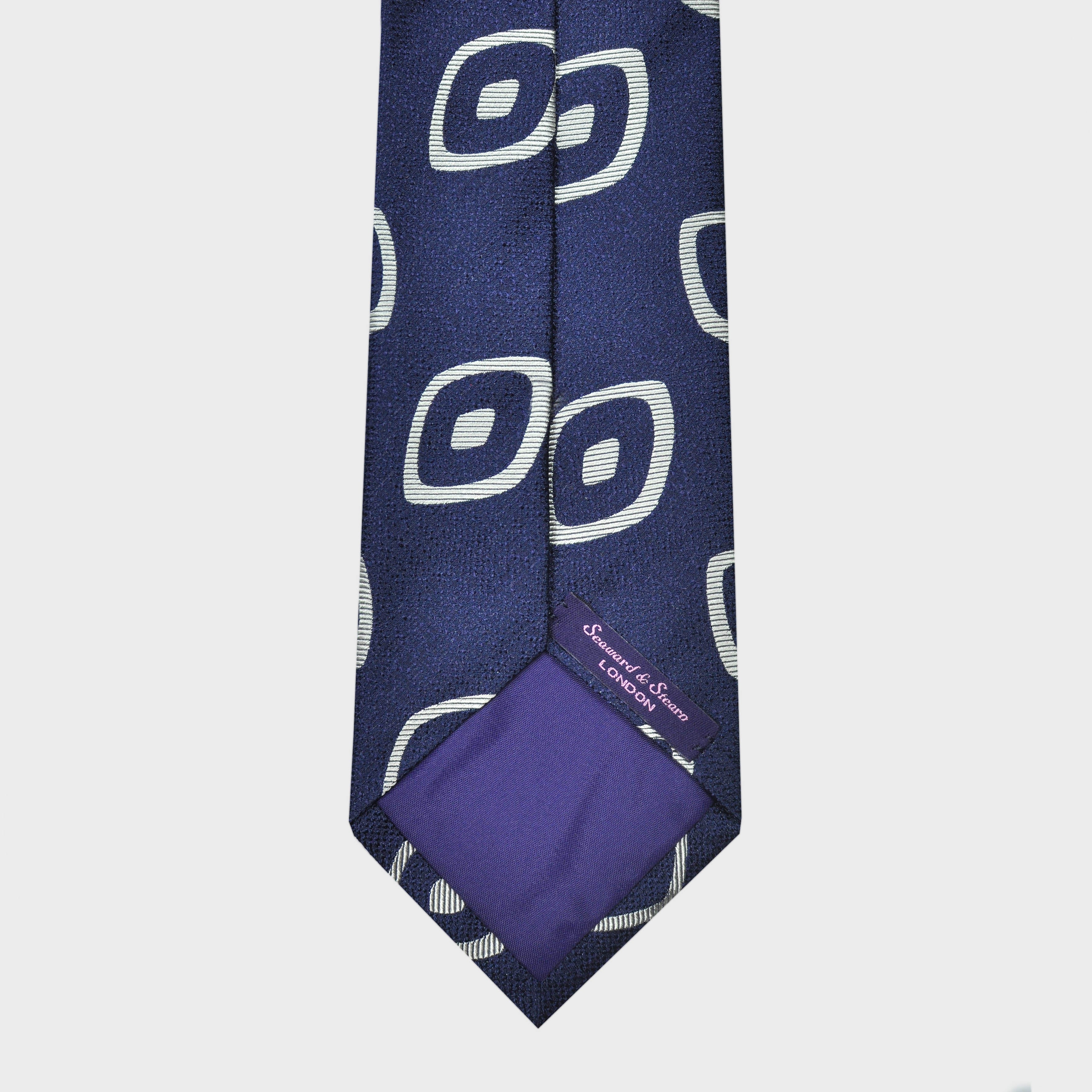 Falling Geometrics Woven Silk Tie in Navy & Grey