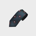 Falling Geometric Squares Woven Silk Tie in Petrol Green & Rusty Brown