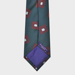 Falling Geometric Squares Woven Silk Tie in Petrol Green & Rusty Brown