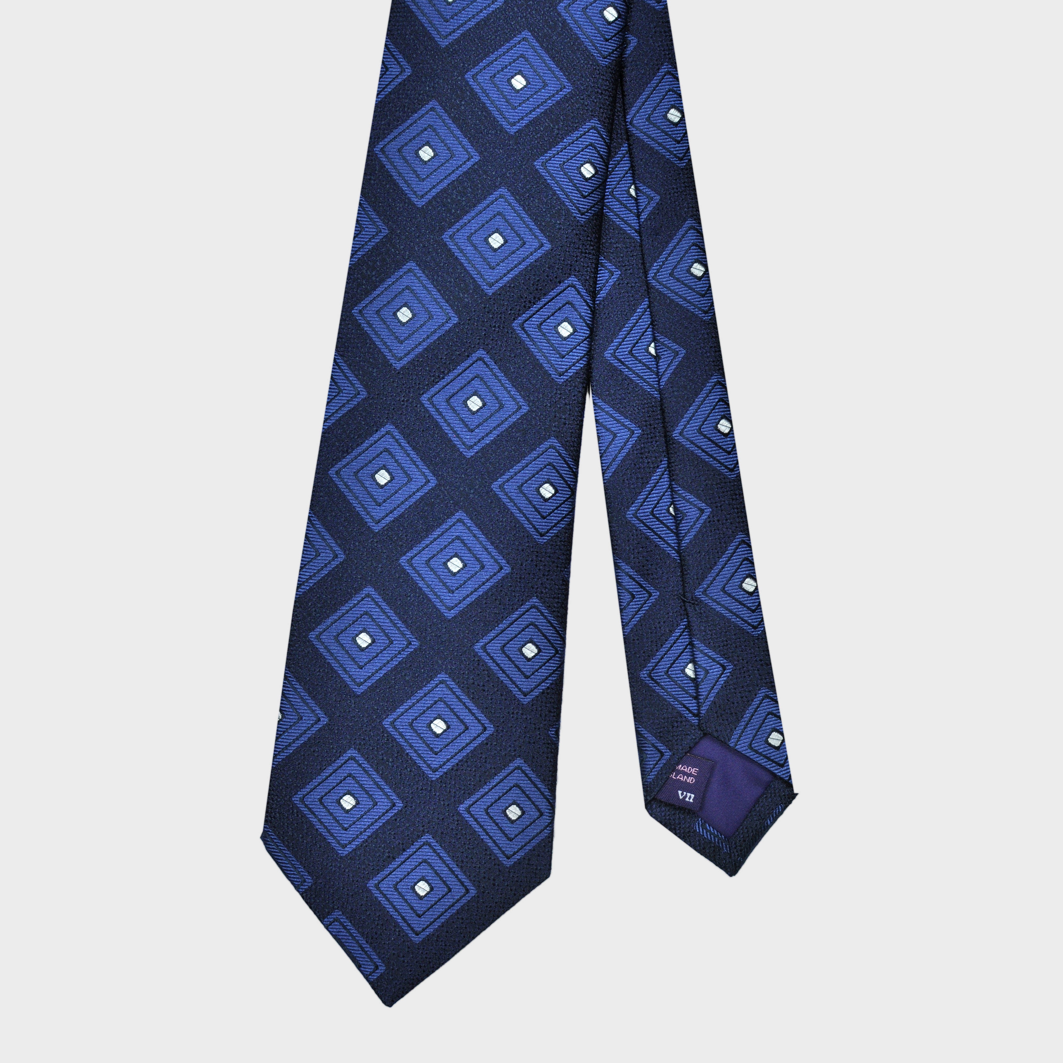 Neat Diamonds Woven Silk Tie in Navy & Blue