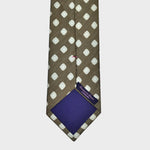 Little Repeat Geo's Silk & Linen Tie in Brown Olive, Ecru & White