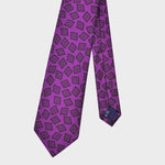 Little Repeat Geometric Squares Woven Silk Tie in Pink & Purple