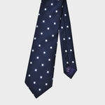 Woven Geometric Squares on a Natte Silk Tie in Navy & White