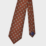 Repeat Little Diamonds on a Natte Tussah Silk Tie in Rusty Orange & Green