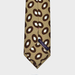 Falling Oval Shapes Silk & Linen Tie in Brown, Beige & White
