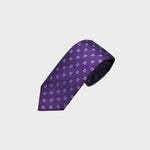 Little Repeat Blue Woven Squares on a Natte Silk Tie in Purple
