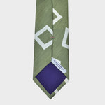 Wonky Squares Silk & Linen Tie in Olive & White