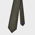 Little Repeat Orange Woven Florets on a Reppe Silk Tie in Bottle Green