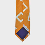 Wonky Squares Silk & Linen Tie in Orange & White
