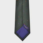 Colourful Dots on Natte Weave Silk Tie in Bottle Green