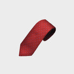 Little Blue Dots on Natte Weave Silk Tie in Red