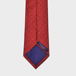 Little Blue Dots on Natte Weave Silk Tie in Red