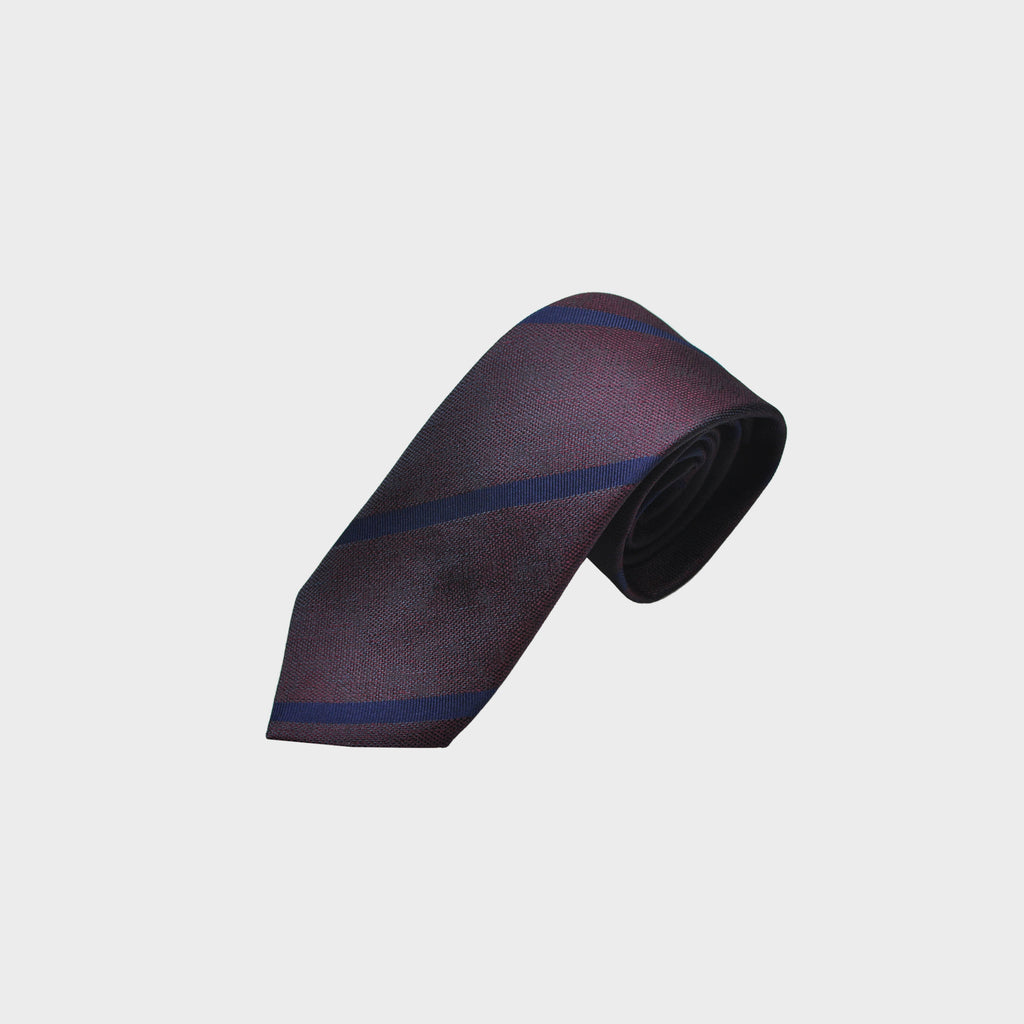Navy Reppe Stripes on Brown Tussah Silk Tie