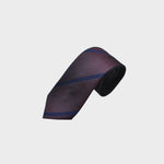 Navy Reppe Stripes on Brown Tussah Silk Tie