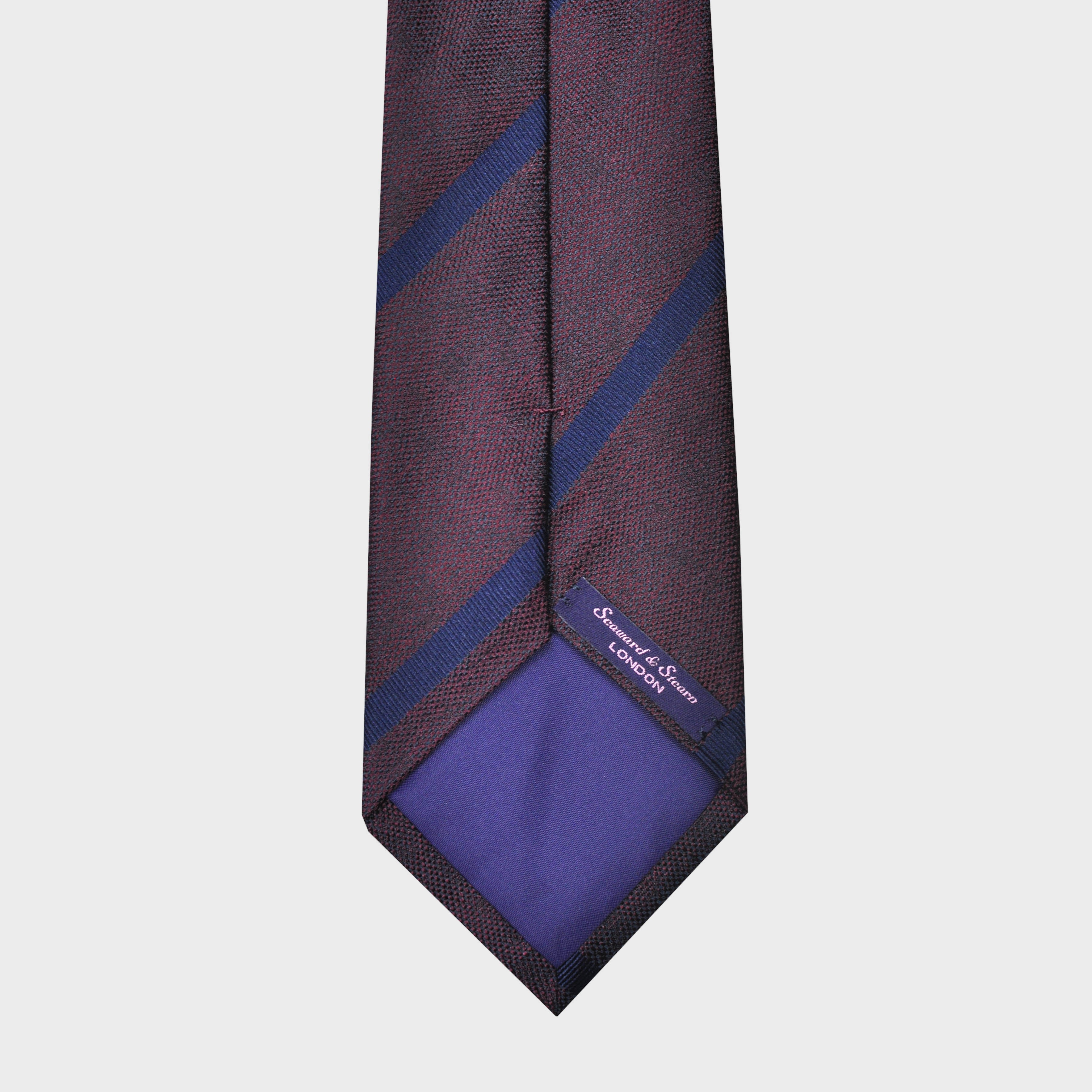 Navy Reppe Stripes on Brown Tussah Silk Tie