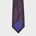 Navy Reppe Stripes on Brown Tussah Silk Tie