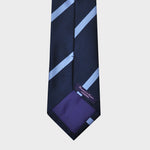 Light Blue Stripes on Navy Reppe Silk Tie