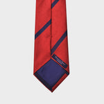 Navy Reppe Stripes on Red Tussah Silk Tie