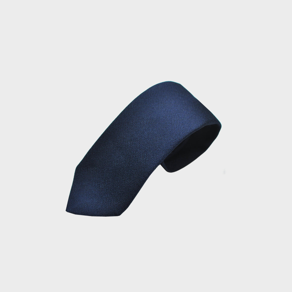 Natte Weave Silk Tie in Navy Blue