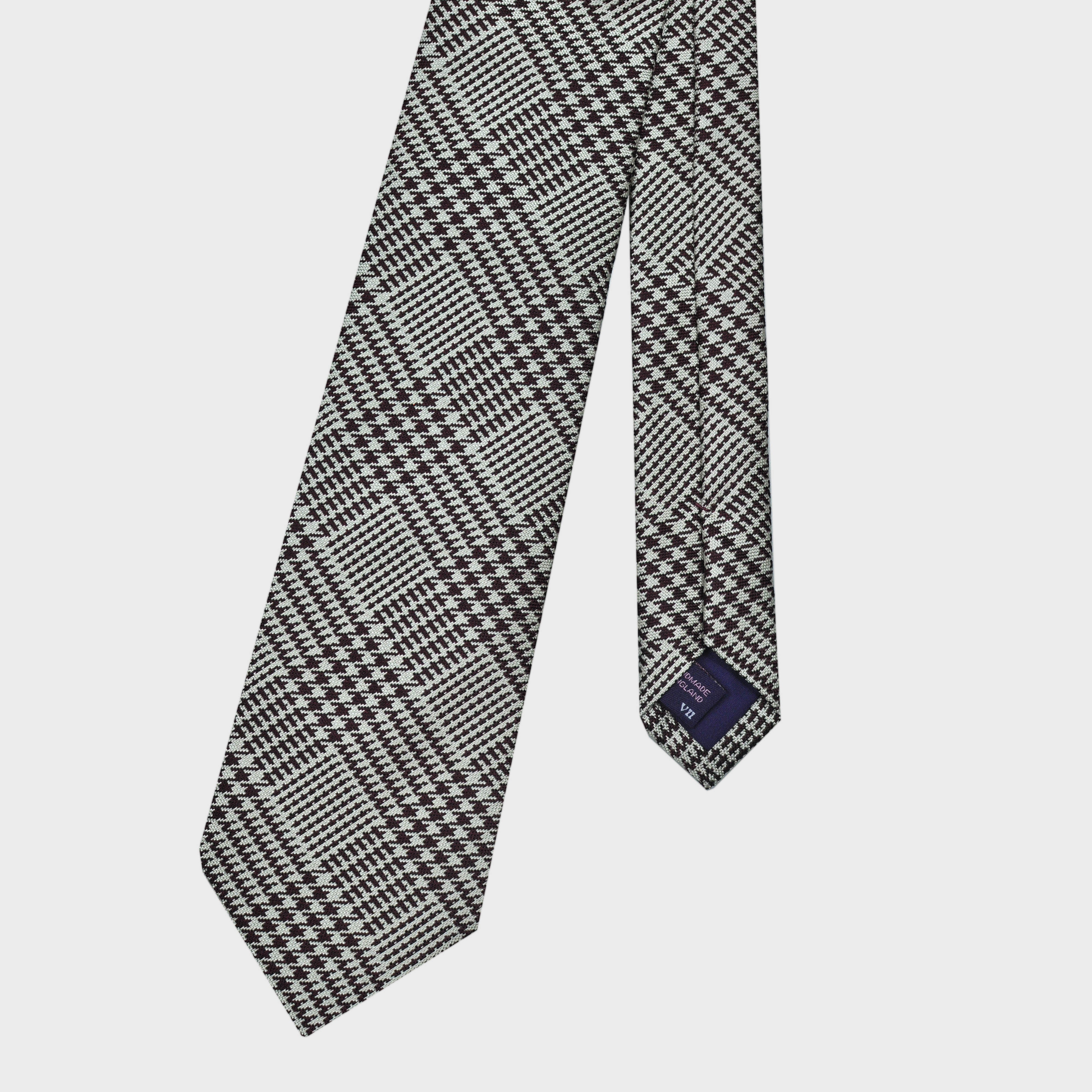 Puppy Tooth Prince of Wales Silk Tie in Brown
