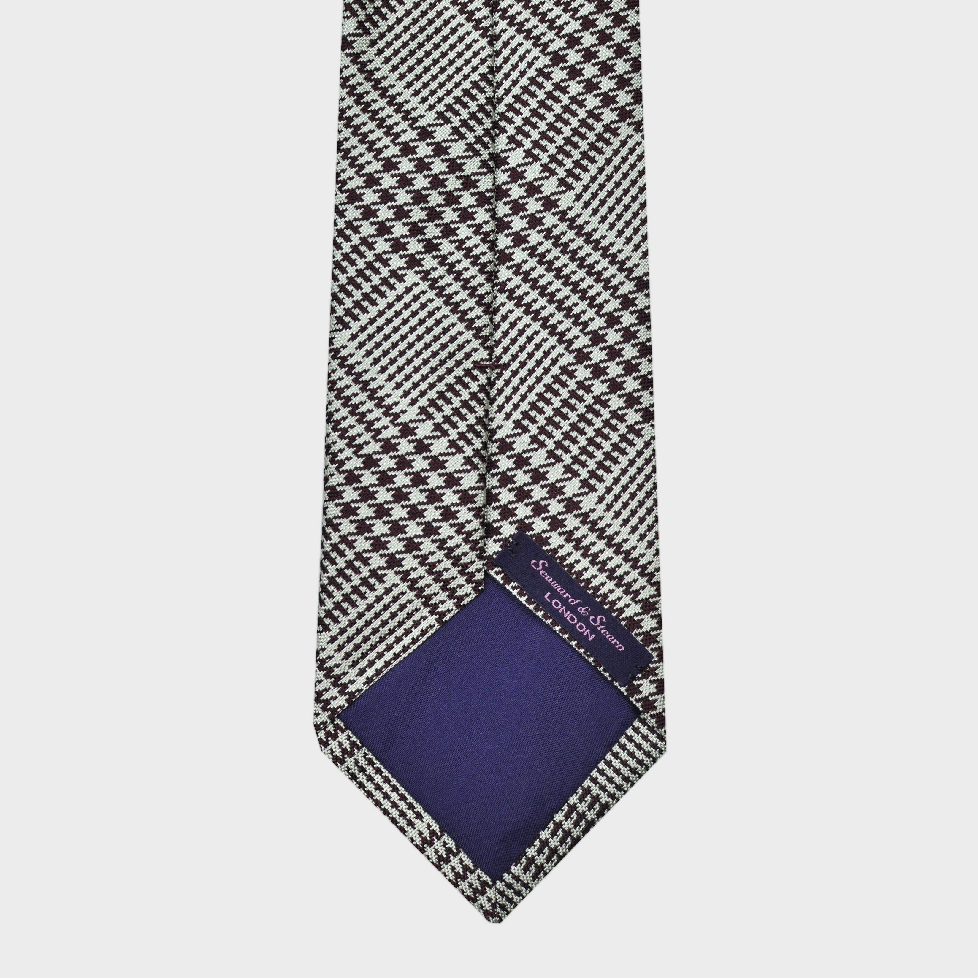Puppy Tooth Prince of Wales Silk Tie in Brown