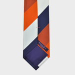 Stripes in Red, Orange, Blue & White Reppe Silk Tie