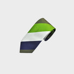 Stripes in Lime, Olive, Blue & White Reppe Silk Tie