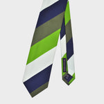 Stripes in Lime, Olive, Blue & White Reppe Silk Tie