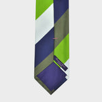 Stripes in Lime, Olive, Blue & White Reppe Silk Tie