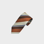 Stripes in Browns, Ecru, Blue & White Reppe Silk Tie