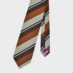 Stripes in Browns, Ecru, Blue & White Reppe Silk Tie