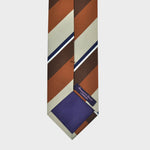 Stripes in Browns, Ecru, Blue & White Reppe Silk Tie
